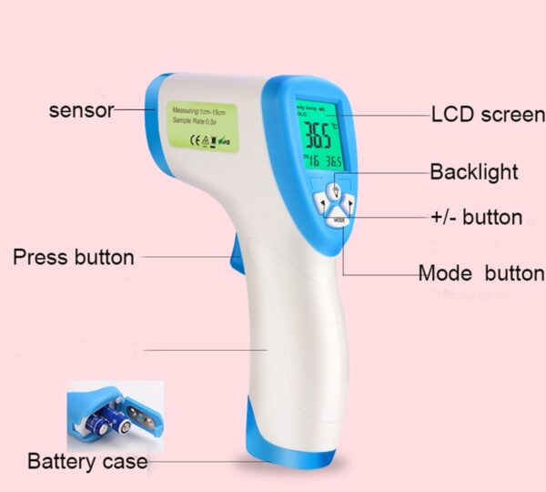 Digital Infrared Thermometer Non Contact Portable Laser Temperature Instrument with LCD Backlight Display Temperature Tester 2