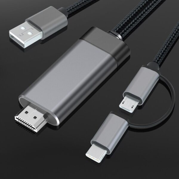NEW MiraSn LD29 3 In 1 Type C Micro USB to HDMI Cable for Android Phone 5